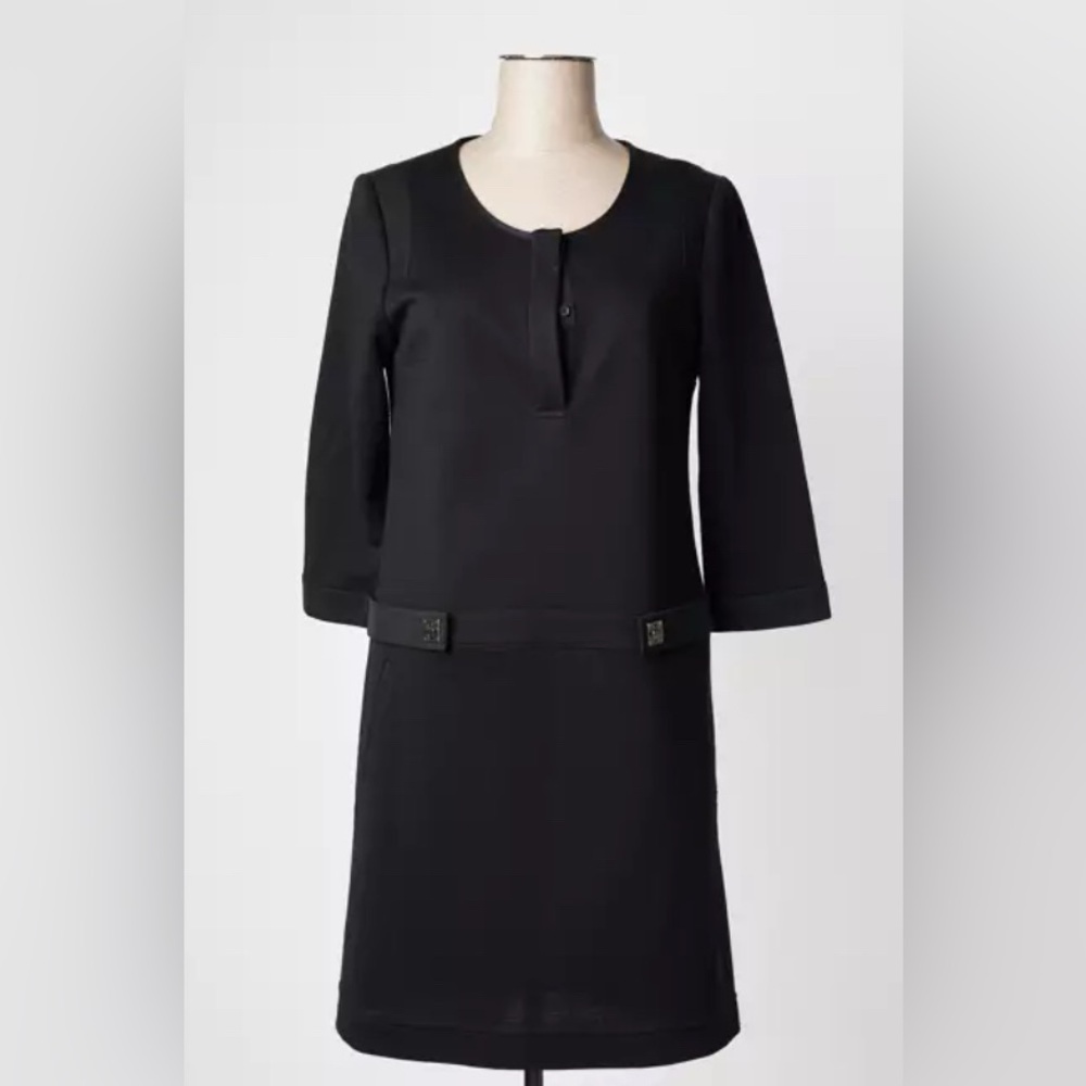 Gerard Darel Black Sleeved Dress with buckle and pocket detail